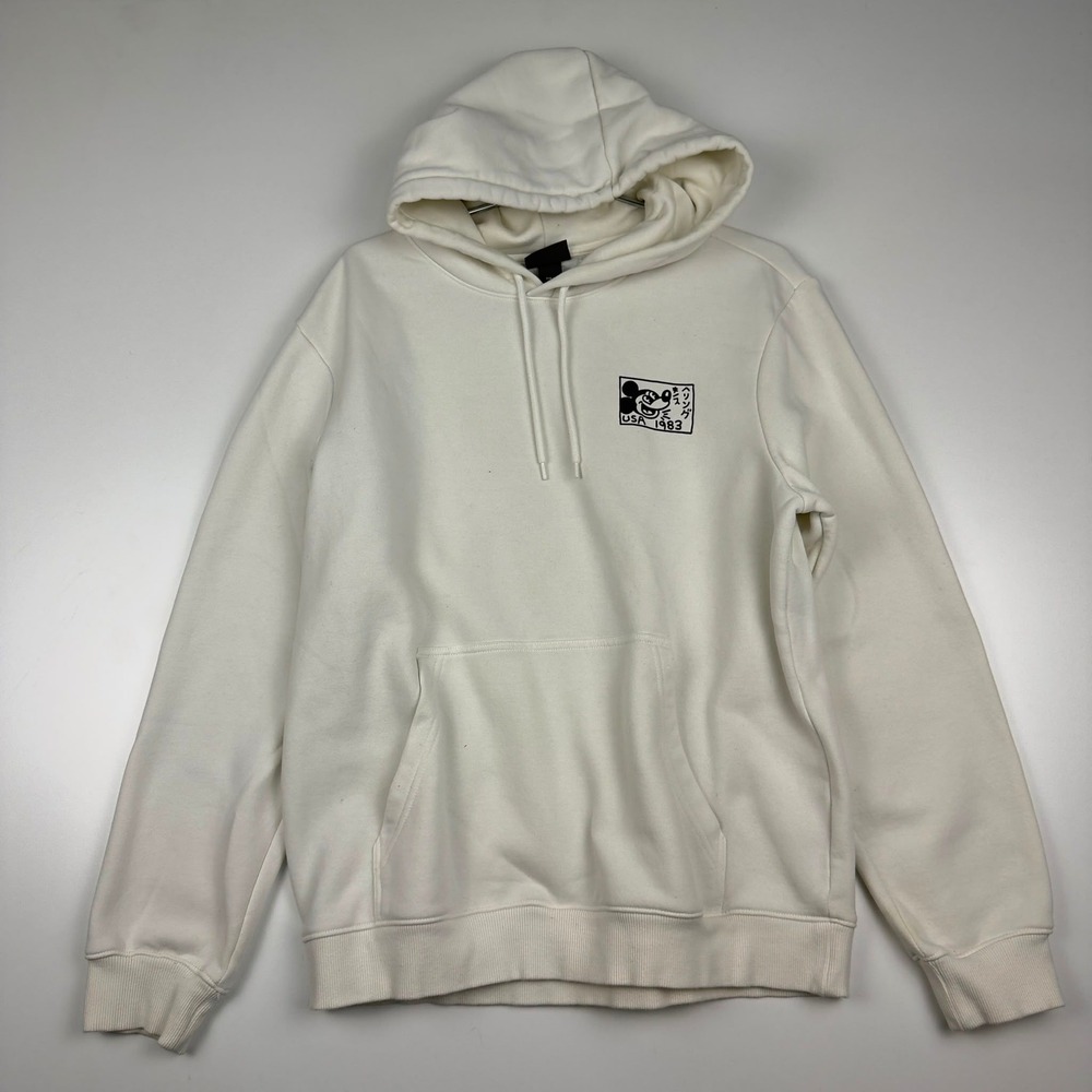 H&M Disney Mickey Mouse Keith Haring Hoodie Cream Graphic Men's Medium